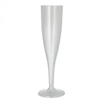 PAPSTAR Reusable Sparkling Wine Glass PP, 0.1 L, Translucent, 10-Pack, 48 mm Diameter, 201 mm Height (89729)