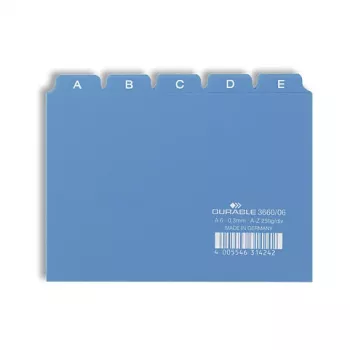 DURABLE A6 Index A-Z, 25 Tabs, Polypropylene, Grey, Embossed, 1 Set 366006