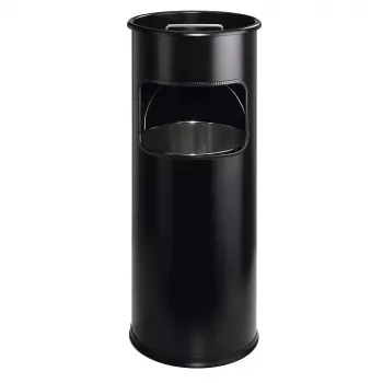 DURABLE metal waste bin 17L round with ashtray, black 333001