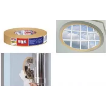 Tesa 4319 Masking Tape Made of Crepe Paper, 38 mm x 50 m, Cream, Natural Rubber Adhesive, Tear-Resistant, Sharp Colour Edges 04319-00008-00