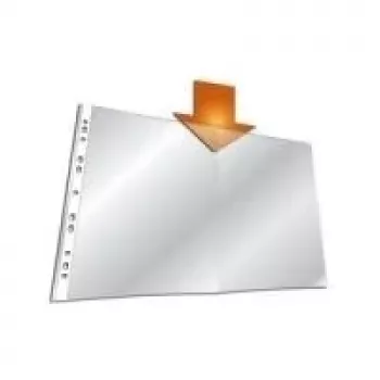 DURABLE BUSINESS A3 Copy-Proof Document Wallets, Polypropylene, Top Opening, Universal Punched, 50-Pack, Crystal Clear 267019