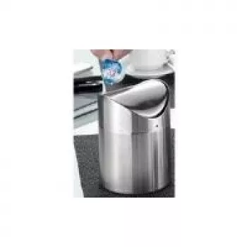 Esmeyer Swing table waste bin, brushed stainless steel, 170 mm height, 120 mm diameter 400-1658