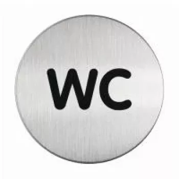 DURABLE PICTO WC Door Sign, Round 83 mm, Self-Adhesive, Silver/Black 490723