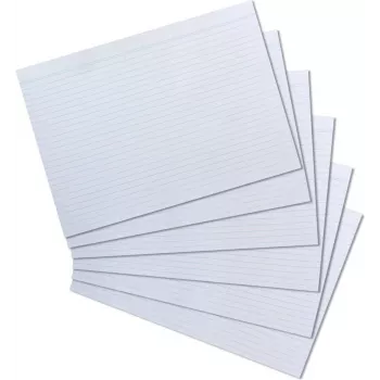 Herlitz Index Cards DIN A4, Lined, White, 170 g/m², Wood-Free, Blue Ruling, Both Sides (10621282)