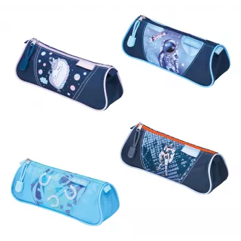 Herlitz triangular mix II pencil case, polyester, triangular, zip, 4-Pack, assorted 400197353