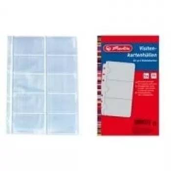 HERLITZ Business Card Wallets, DIN A4, 10 Compartments per Wallet, Transparent, 10-Pack 5894209