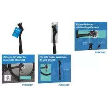 FISCHER bicycle stand aluminium black 24-28 inch adjustable rear stand 50323:FISCHER