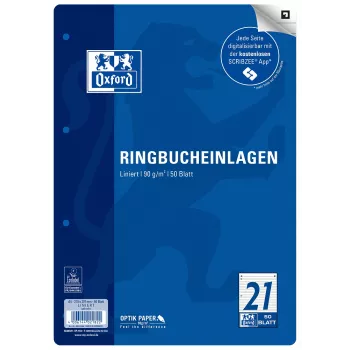 Oxford A4 lined refill paper, 50 sheets, 4-hole punched, ruling 21 400131464