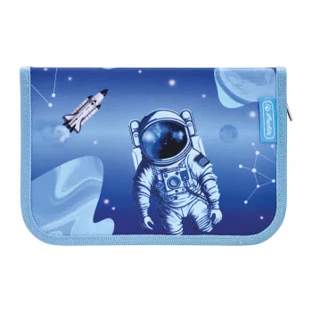 herlitz Cosmic Explorer pencil case, 31 pieces, polyester, 205 x 140 x 38 mm, 2 flaps, space design 400197095
