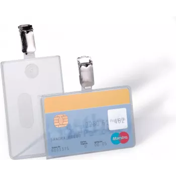 DURABLE ID Card Holder with Clip for 1 Card, Transparent, 25 Pieces (811319)