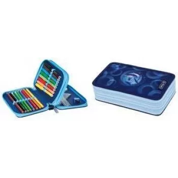 HERLITZ Dolphin Ride double-compartment pencil case, 23 pieces filled, zip, coloured lining 400205858
