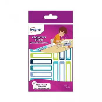 AVERY Pen Labels, Paper, 10 x 50 mm, Coloured Borders, Rounded Corners, Hand-Writable, Permanently Adhesive - 30 Labels (RESMI30G)