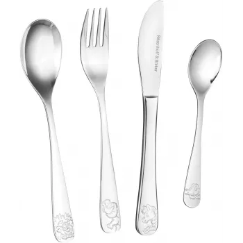 Ritzenhoff & Breker HAPPY ZOO Children's Cutlery Set, 4 Pieces, Stainless Steel, Animal Motifs 812701