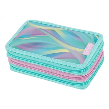 Herlitz TriCase Minty Love Pencil Case, 31 Pieces, Polyester, Three Compartments, 3 Zips 400205914