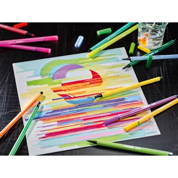 STABILO Pen 68 ARTY 66-Piece Fibre-Tip Pen Set in Metal Case, Various Colours, 1.0 mm 6866-031
