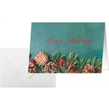 SIGEL DS642 Green Christmas A6 Landscape Folded Card, 250 g/m² White Card, Inkjet/Laser/Copier, 5 Cards with Envelopes