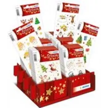 HERMA Christmas Stickers DECOR Glittering Christmas Time Display, Paper Stickers with Glitter Finish, Classic Christmas Motifs, 1 Display (15624)