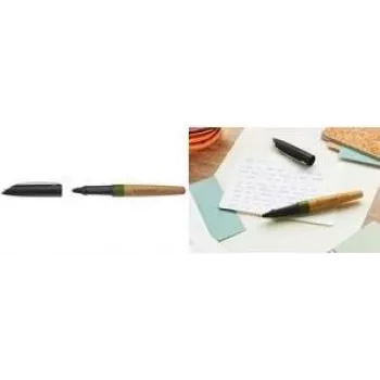 STABILO Grow Ballpoint Pen - Moss Green/Oak Barrel, Blue Ink, Soft Ball, Ergonomic Plastic Grip Zone, Push Mechanism, Refillable 6032/1-41