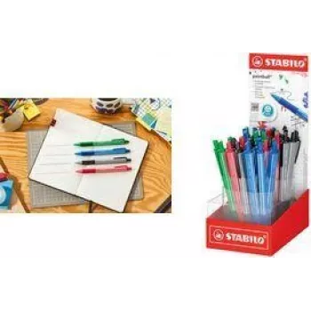 STABILO pointball Colorful Retractable Ballpoint Pen with Retail Display, 38 Different Colours, 0.5 mm, Non-Slip Grip Zone 6033/38-1