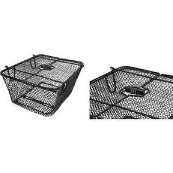 FISCHER PLUS Safe Bicycle Rear Basket, Fine-Mesh Steel Wire, Black, 24 L, 10 kg 50655