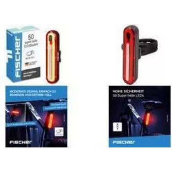 FISCHER BICYCLE LED Bicycle Rear Light, Rechargeable, Black/Red 50089:FISCHER