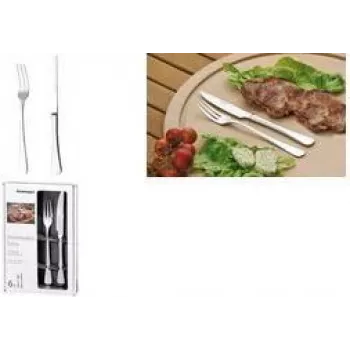 Esmeyer SYLVIA Steak & Pizza Cutlery Set, 12-Piece, Polished Stainless Steel, 6 Steak Knives & 6 Steak Forks 156-256
