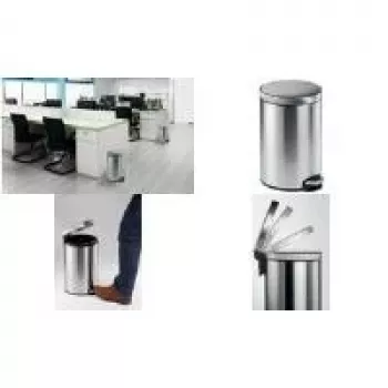 DURABLE stainless steel pedal bin 12L round 340123