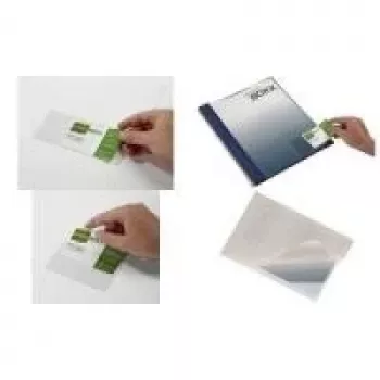 DURABLE POCKETFIX Self-Adhesive Pocket 90x57mm, Thumb Cut-Out, Transparent, 100-Pack 837919