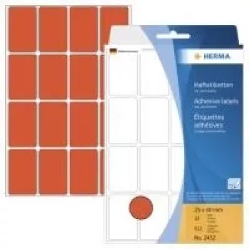 HERMA permanent labels red 25 x 40 mm 512 labels (32 sheets x 16) 2452