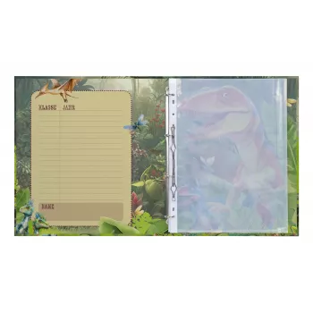 HERMA Dino World A4 ring binder, sturdy card, 2-Ring mechanism, 30 mm spine, fully printed, for certificates and school items 20160