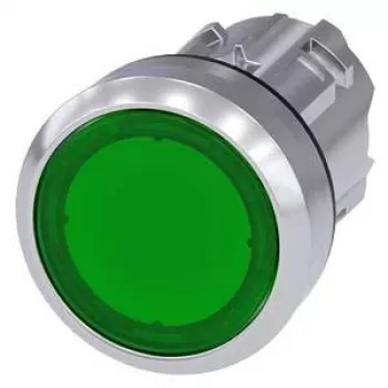 Siemens SIRIUS ACT illuminated push-button front element, high-gloss metal, green, 22mm 3SU1051-0AA40-0AA0