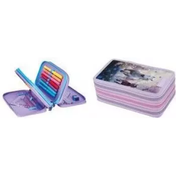Herlitz TriCase Whisper Mane 31-Piece Pencil Case, Polyester, 3 Compartments, 3 Zips 400205915