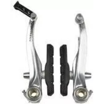 FISCHER V-Brake Rim Brake Set with Brake Pads for Aluminium Rims, Front or Rear, Silver 85202