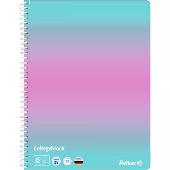 Pelikan A4 Notepad Color Edition Mint/Rose Lined with 2 Margins, 80 Sheets, 70 g/m² Wood-Free, 4-Hole Punched, 1 Piece 400197019