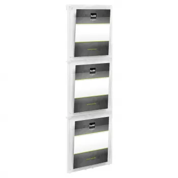 HELIT PLACATIV Wall Brochure Holder, 3 Compartments, A4 Portrait, Clear SAN, 35 mm Depth H6810702