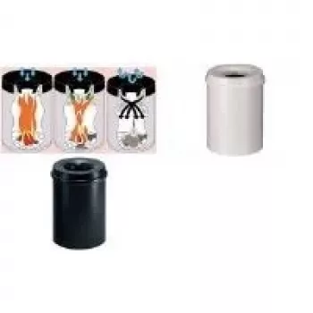 HELIT Steel Waste Bin with Flame Extinguishing Lid, 50 Litres, Black, Round H2515882