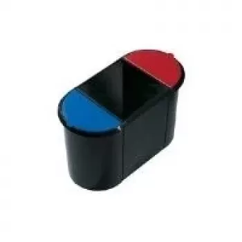 Helit H6103598 38L Oval Waste Bin System with 20L Main Bin, 2 Removable 9L Inserts, Black/Multi-colour