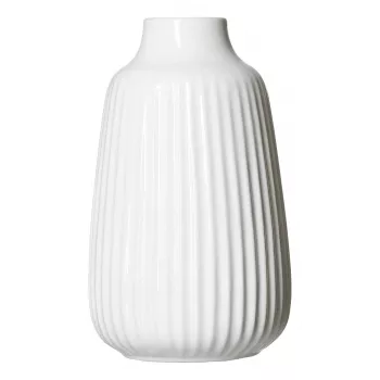 Ritzenhoff & Breker SANREMO White Stoneware Flower Vase Set of 2, 240 mm, Decorative Grooved Structure 746655