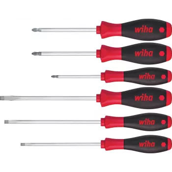 Wiha SoftFinish Screwdriver Set, 6-Piece, Slotted/Phillips/Pozidriv, 26113