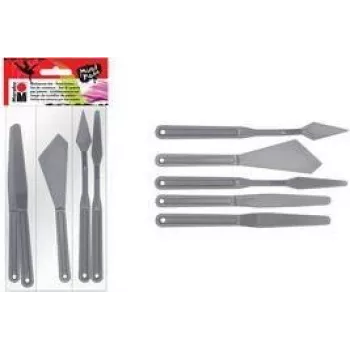 Marabu Painting Knife Set, Plastic, 5 Pieces, for Impasto Colours, Texture Pastes, Acrylic Paints, Oil Paints, Gels 0173000000031
