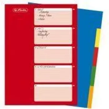 HERLITZ A4 Plastic Index, 10-Part, Blank, Assorted Colours, PP 0.12 mm, Multi-Punched, with Cover Sheet (10715415)