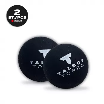 TALBOT torro Squash Ball, Black/Red, Medium, 2-Pack Blister with Red Dot 251105