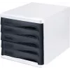 HELIT H6129498 Drawer Box, 5 Drawers, Light Grey/Black, Polystyrene/ABS, Stackable