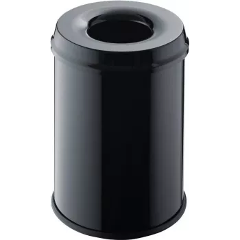 Helit H2515495 Steel Waste Bin with Flame Extinguishing Head, 15 Litre, Black, Round
