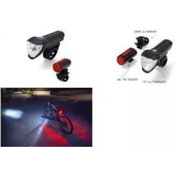 FISCHER Bicycle LED Light Set TWIN, 50/25/15 Lux Front Light, USB Rechargeable, StVZO Approved 50428