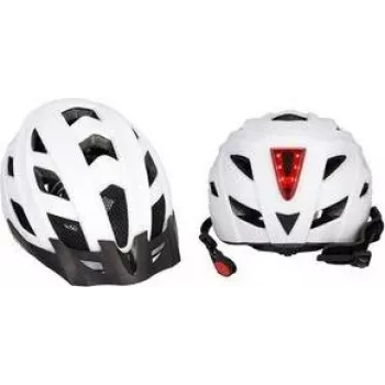 FISCHER Urban Plus Atlanta Bicycle Helmet S/M Polycarbonate Shell with EPS Interior, LED Rear Light, Insect Net, Visor 720031