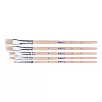 Pelikan Starter Brush Set, 5 Bristle Brushes with Wooden Handles, Various Sizes, Transparent Storage Box 300008263