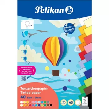 Pelikan Coloured Cardstock Pad DIN A5, 40 Sheets, 120 g/m², 21 Colours, Glued at Top 300002259
