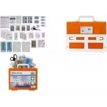 FIRST AID ONLY DIN 13157 First Aid Kit, Orange, IP54, ABS, Wall Mount P-51002 00