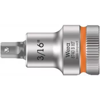 Wera 8740 B HF Zyklop 3/8 inch Drive Hex-Plus Bit Socket, 3/16 inch with Holding Function 05003085001